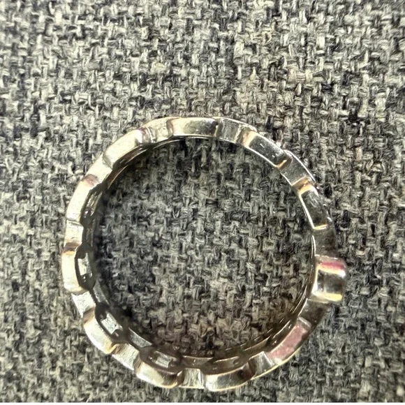 Freida Rothman 925 Sterling Silver Double Band Chain and Pave CZ Ring Stack ring - Picture 9 of 9